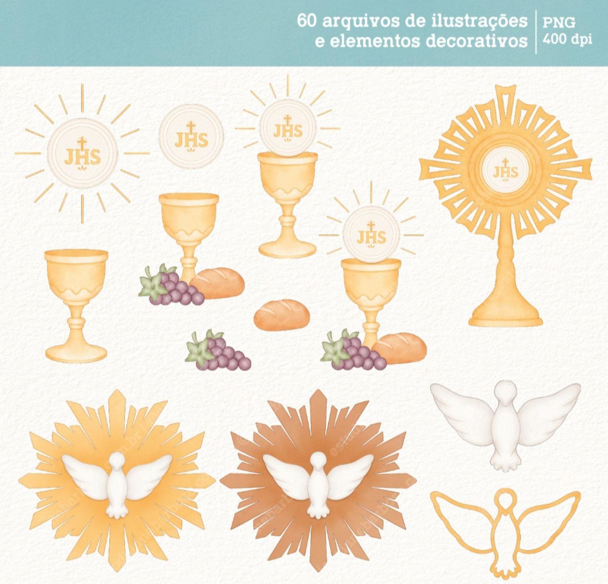 Kit Digital Fé Cristã - Cliparts em Aquarela - Imagem 3