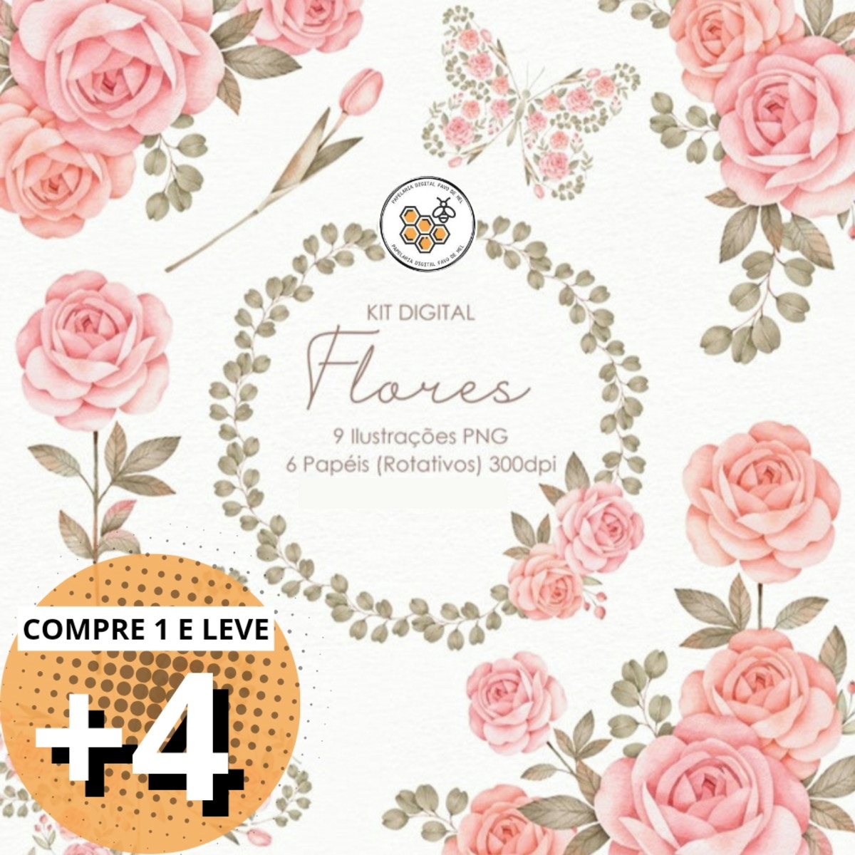 Kit Digital Flores Aquarela Caa - Imagem 3