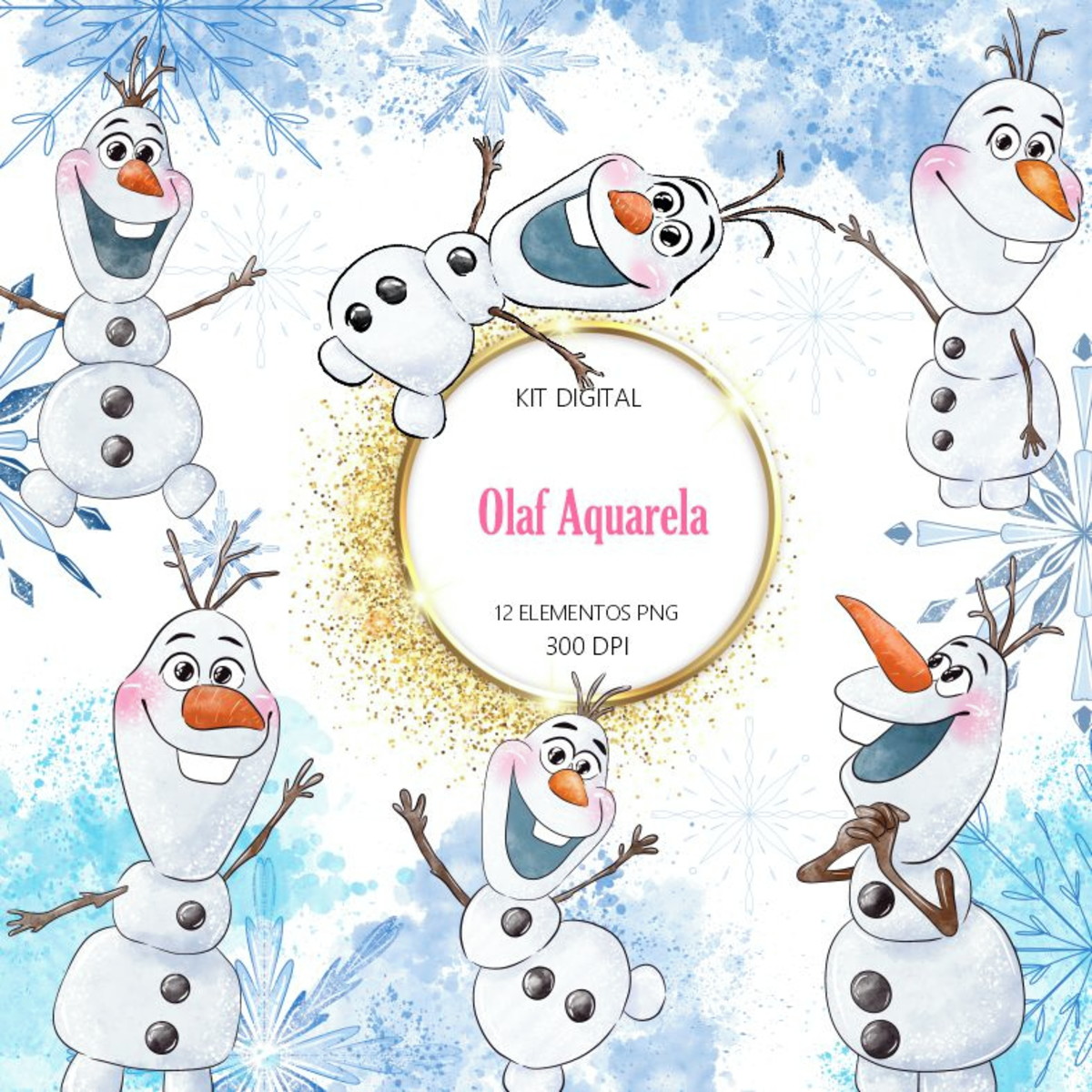 Combo Kit Digital Frozen Aquarela - Imagem 2