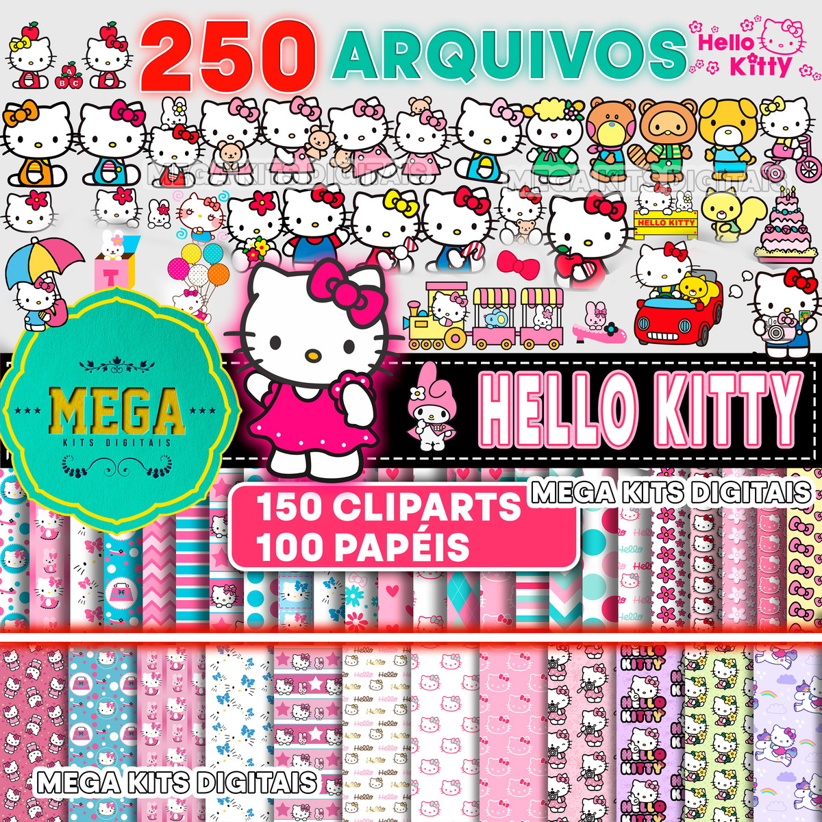 Kit Digital Hello Kitty - Topo de Bolo Para Imprimir