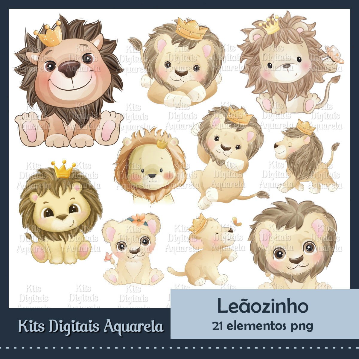 Kit Digital Leãozinho Aquarela