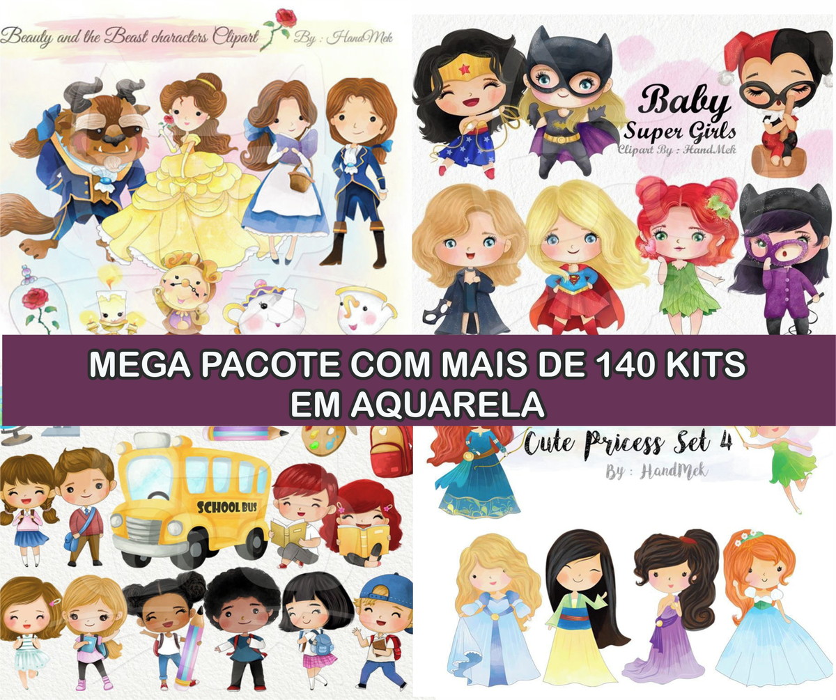 Kit Digital Mega Pacote Aquarela Arquivo Png