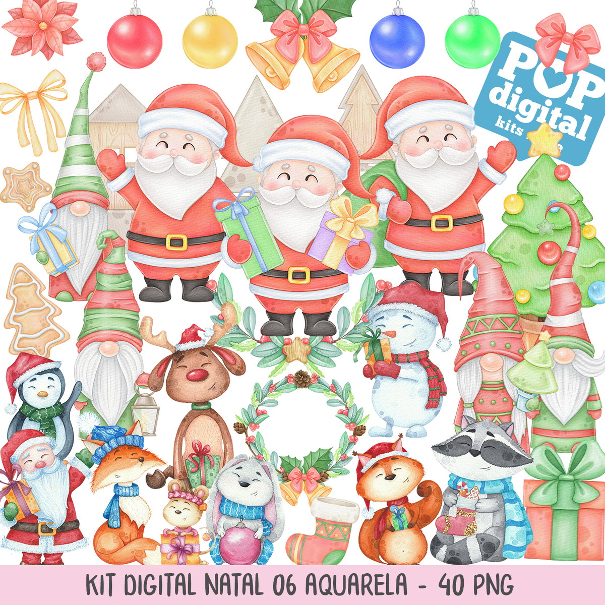 Kit Digital Natal 06 Aquarela