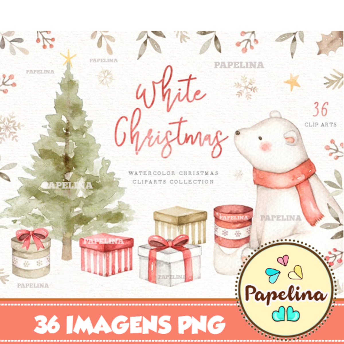 Kit Digital Natal Aquarela