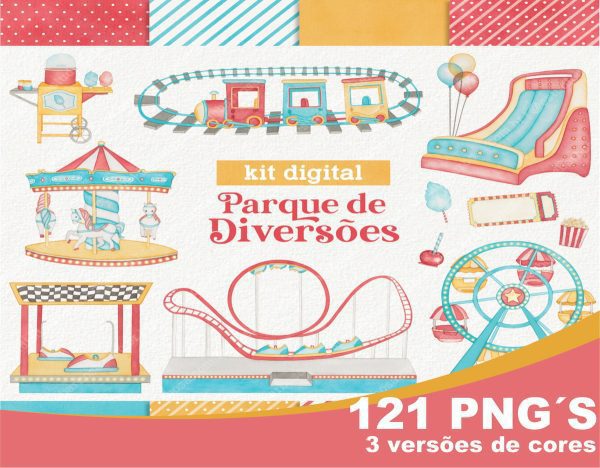 Kit Digital Parque de Diversões Aquarela