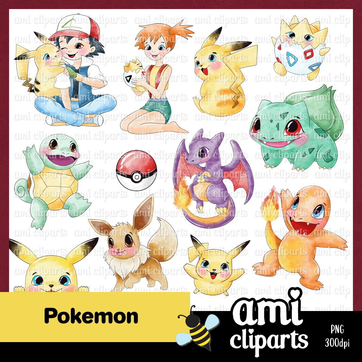 Kit Digital Pokemon Aquarela