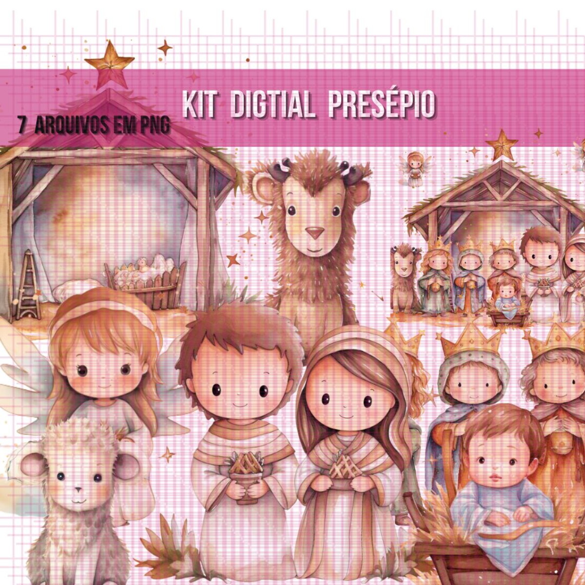 Kit Digital Presépio Aquarela Exclusivo