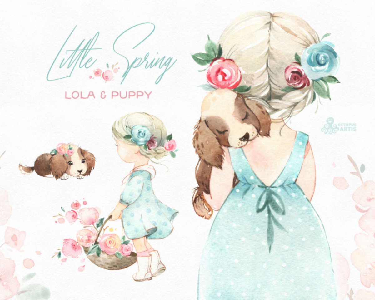 Kit Digital Primavera Aquarela - Lola e Mia-compre 1 Leve 5 - Imagem 3