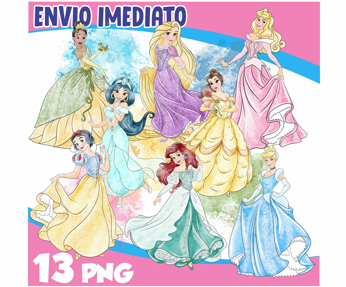 Kit Digital Princesas Aquarela