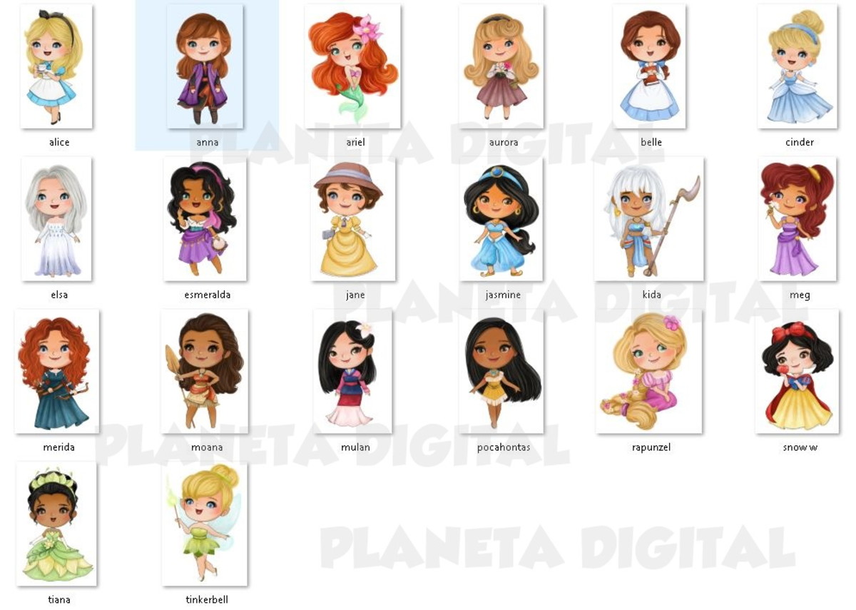 Kit Digital Princesas Cute (aquarela) #02 - Imagem 2