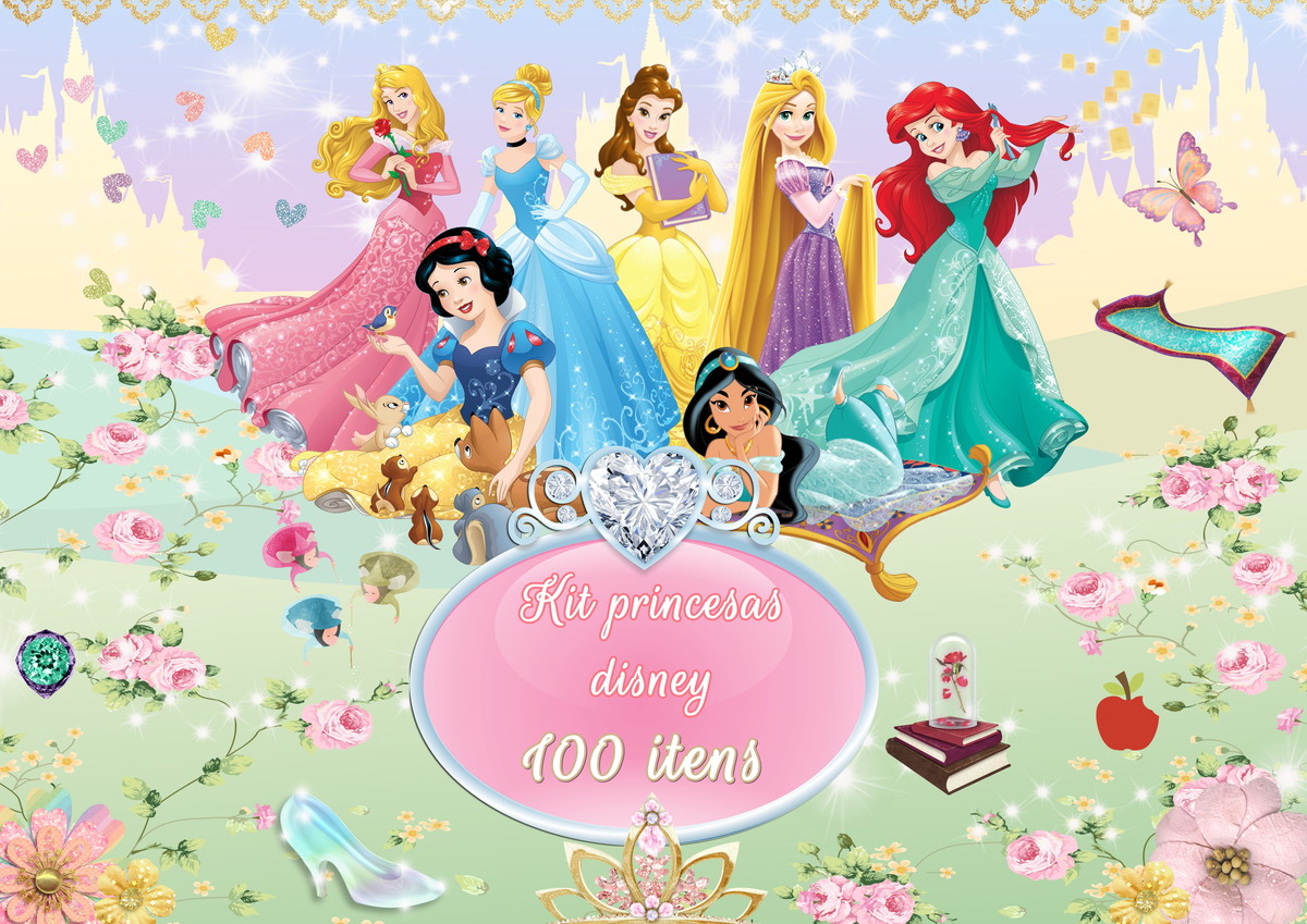 Kit Digital Princesas Disney - 100 Itens