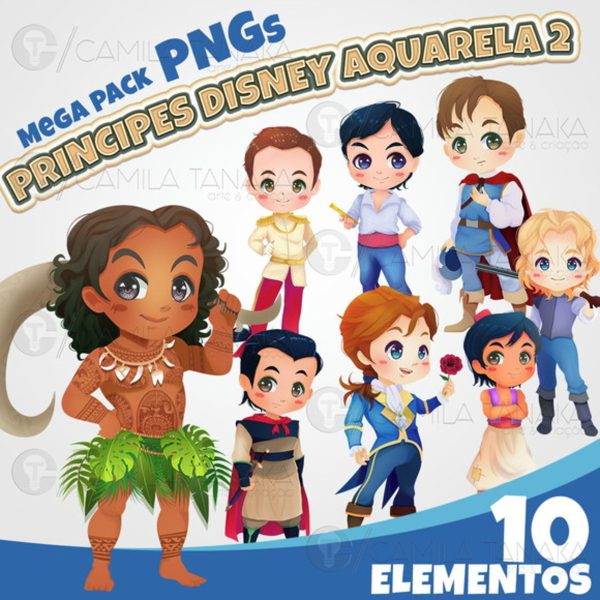Kit Digital Principe Disney Aquarela Cute 2 (pague 1 Leve 3)