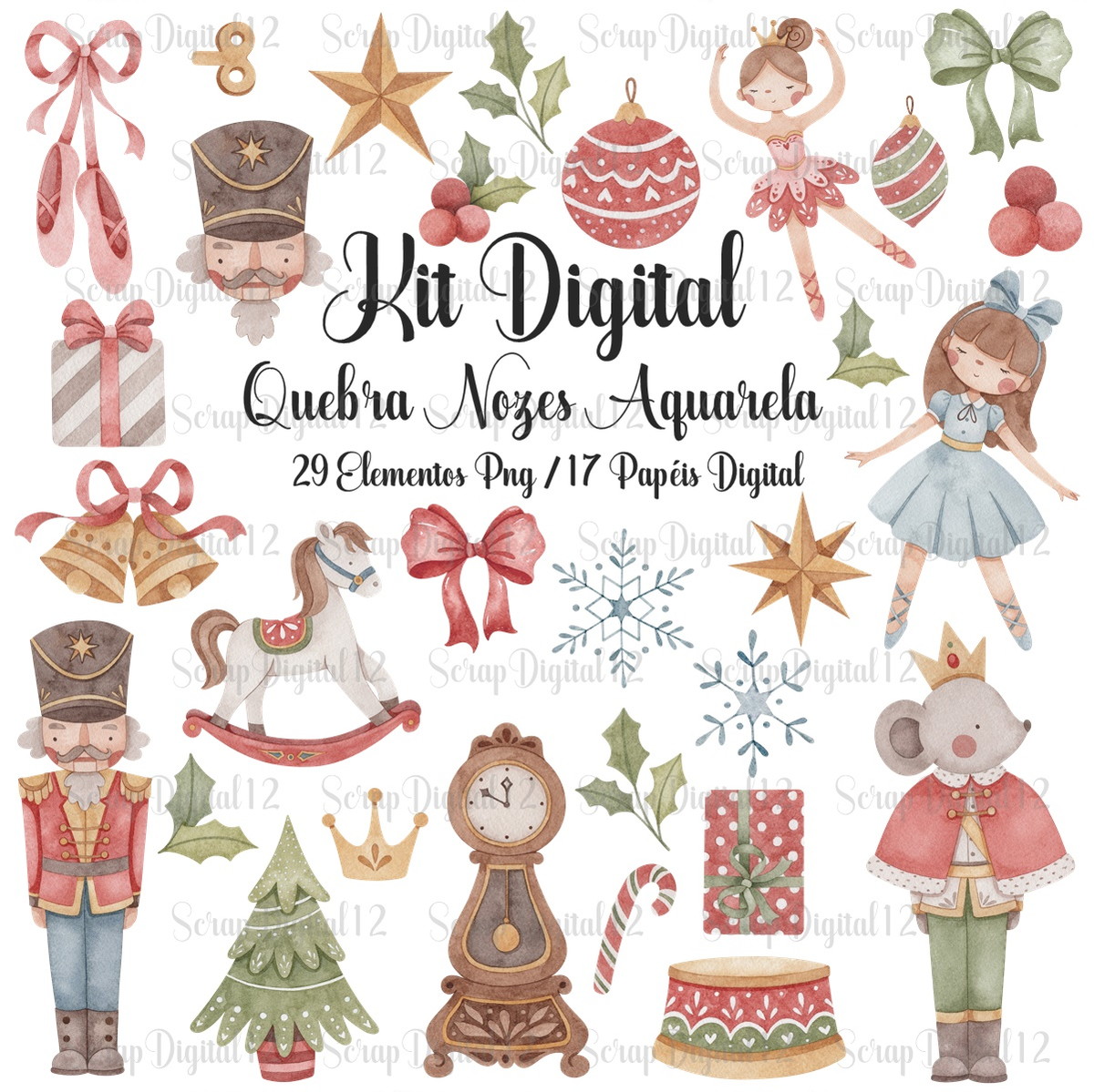 Kit Digital - Quebra Nozes Aquarela