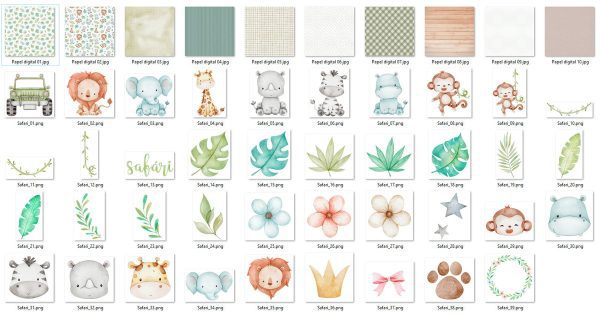 #089 Kit Digital Safari Aquarela - Image 2