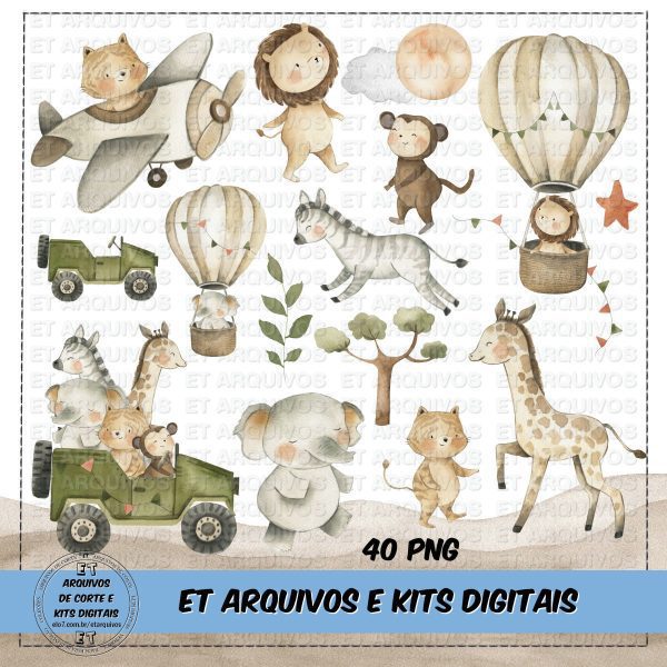 #160 Kit Digital Safari Aquarela
