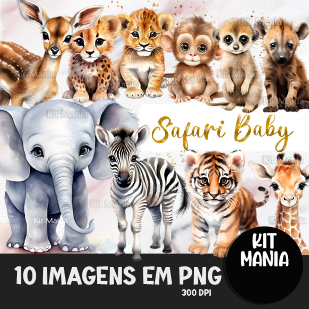 Kit Digital Safari Baby Aquarela - Imagem 2