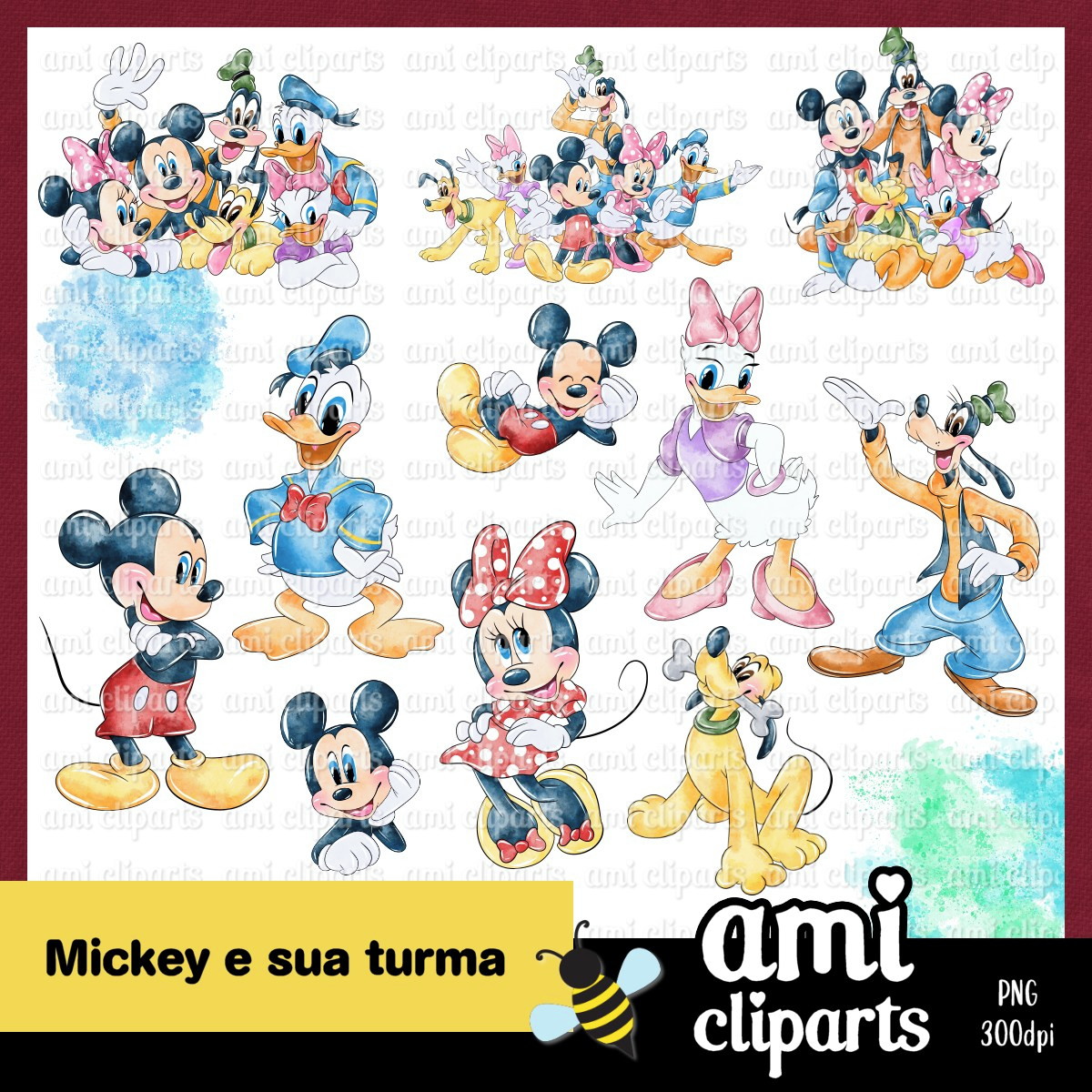 Kit Digital Turma do Mickey Aquarela