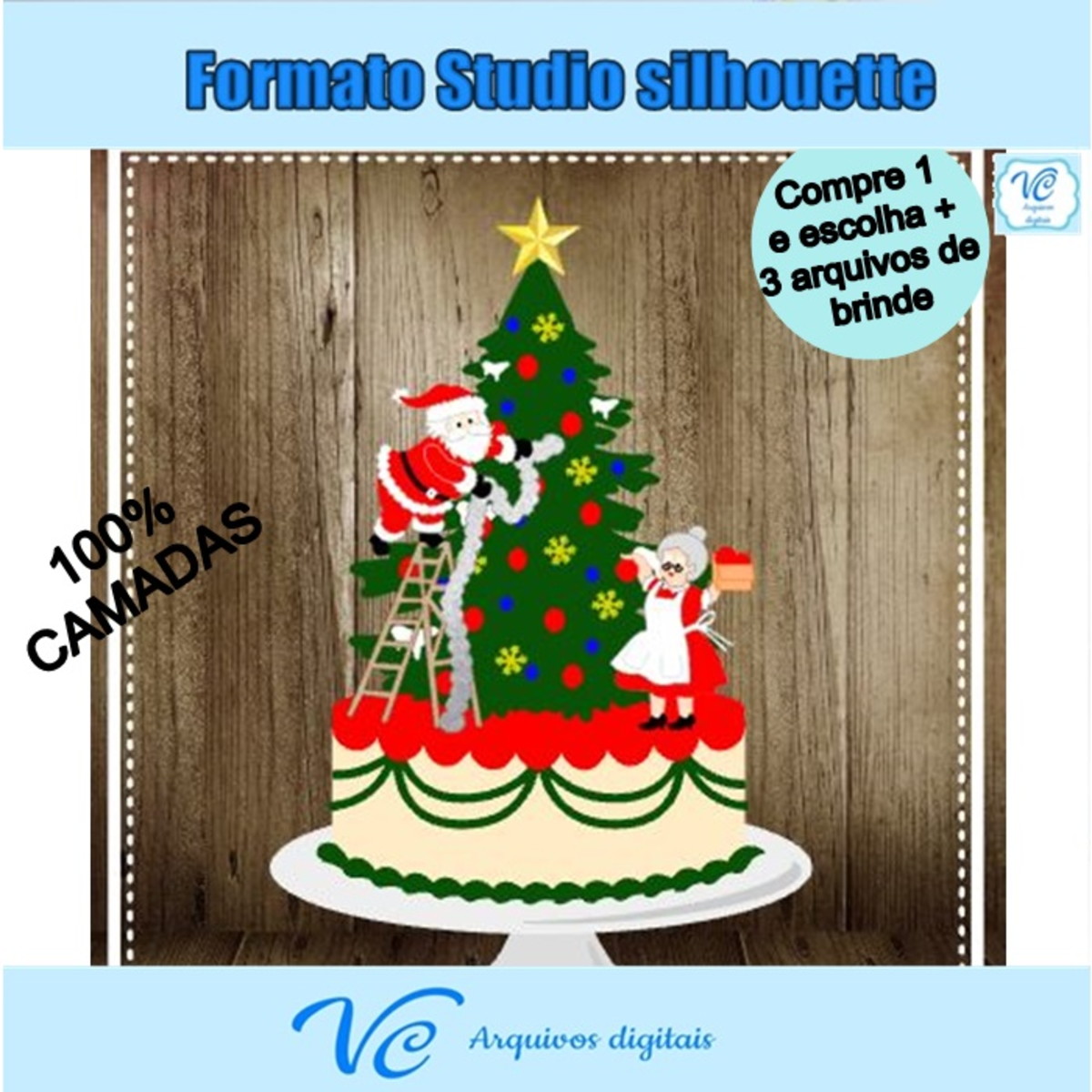 M106- Arquivo corte Topo de bolo Natal Treno Papai Noel -06