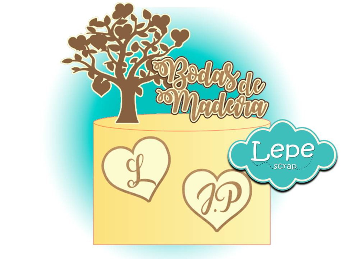 M56 Topo de bolo Bodas de Madeira - Camadas - Imagem 2