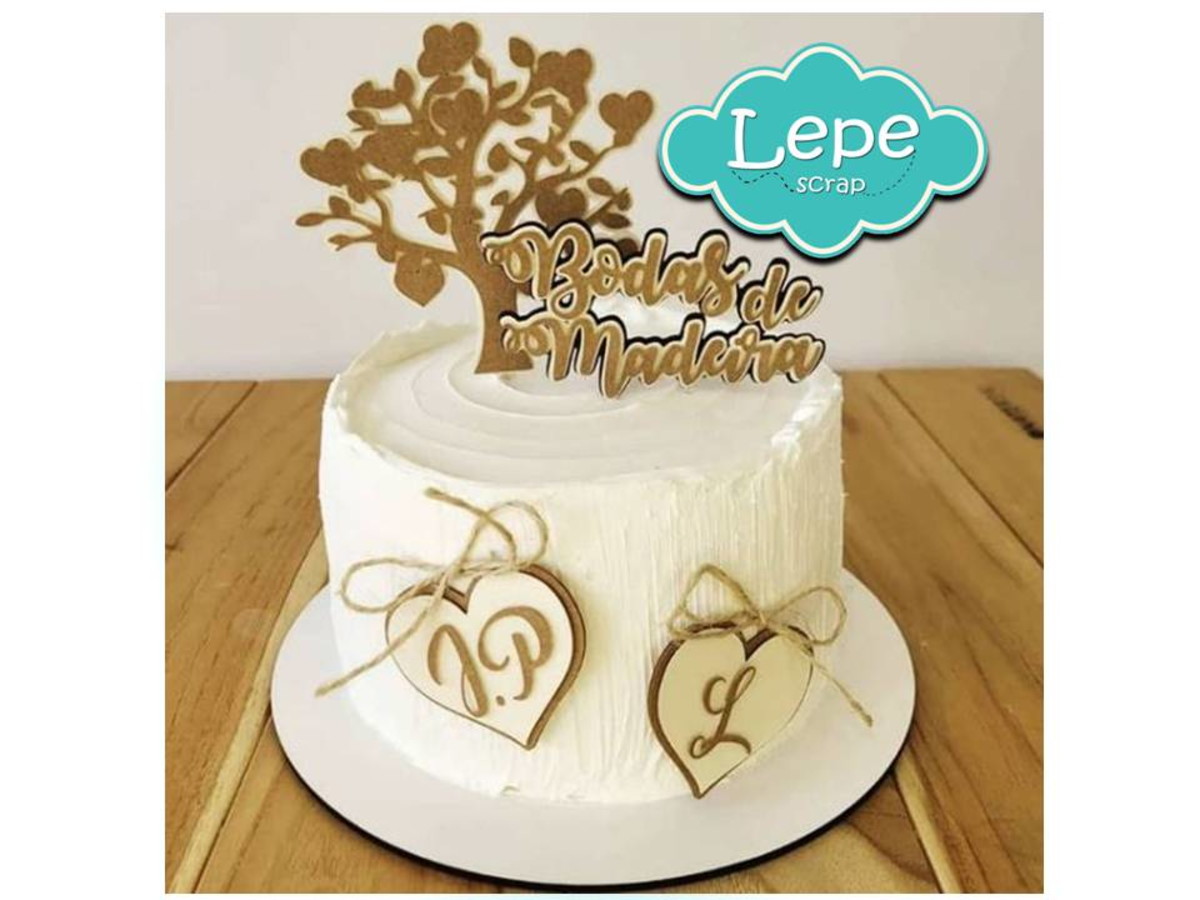 M56 Topo de bolo Bodas de Madeira - Camadas