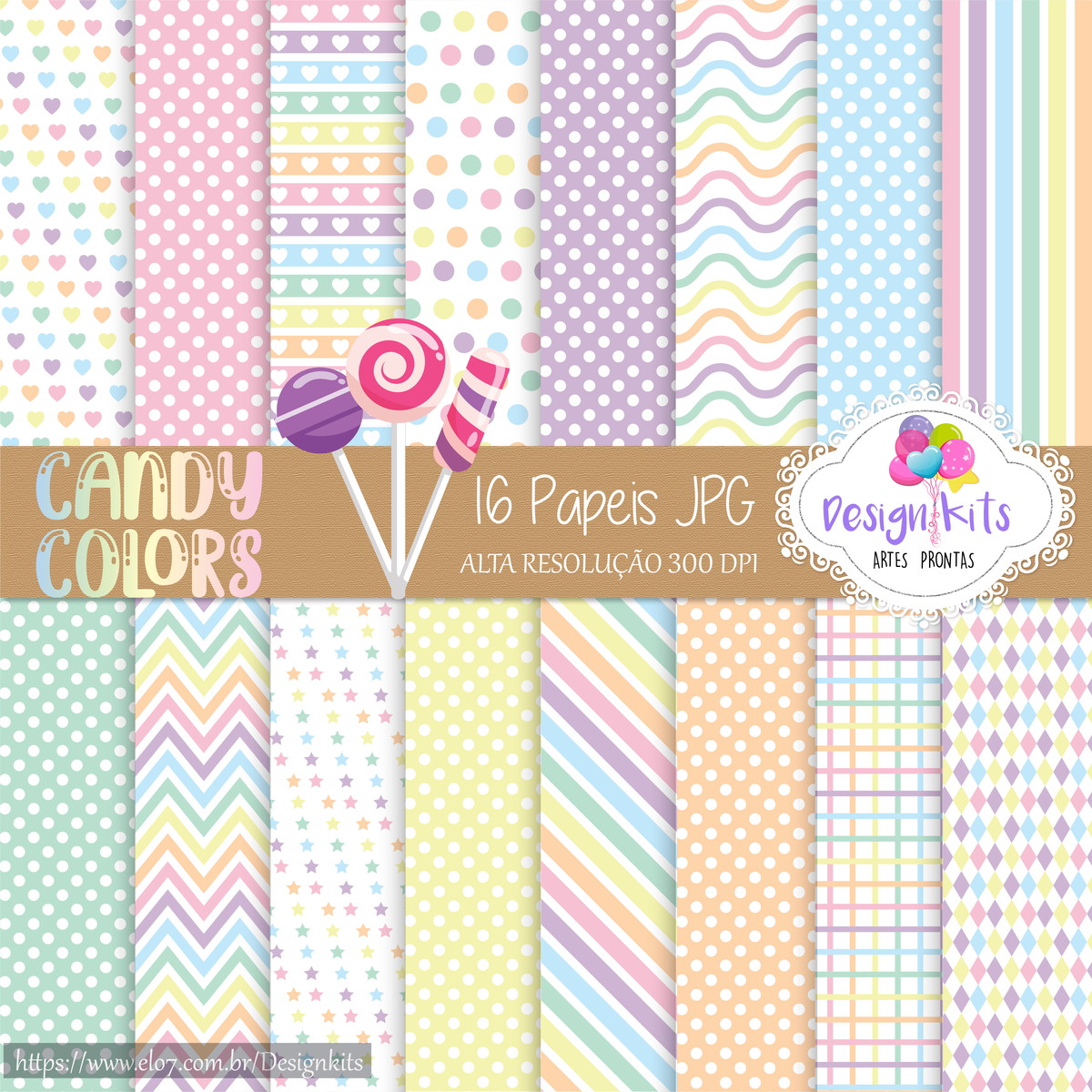 Papéis Candy Colors kit digital jpg