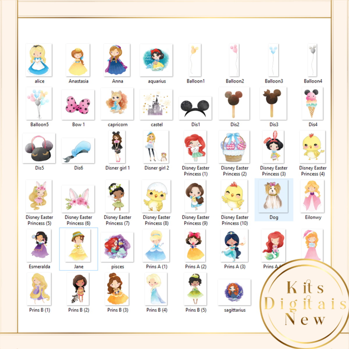 Princesas Cute Aquarela Kit Digital - Imagem 2