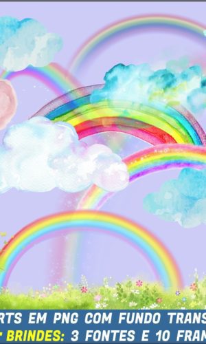 Promo 3 Em 1 - Kit Digital Arco-íris Aquarela