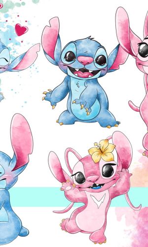 Stitch e Angel Aquarela ,kit Digital Compre 1 Leve 3