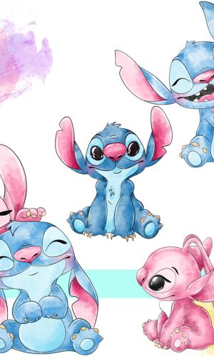 Stitch e Angel Aquarela ,kit Digital Compre 1 Leve 3