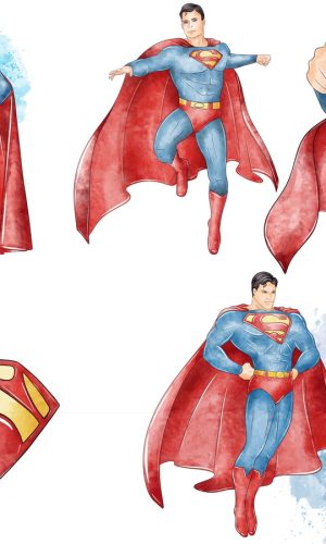 Super Homem Aquarela ,kit Digital Compre 1 Leve 3