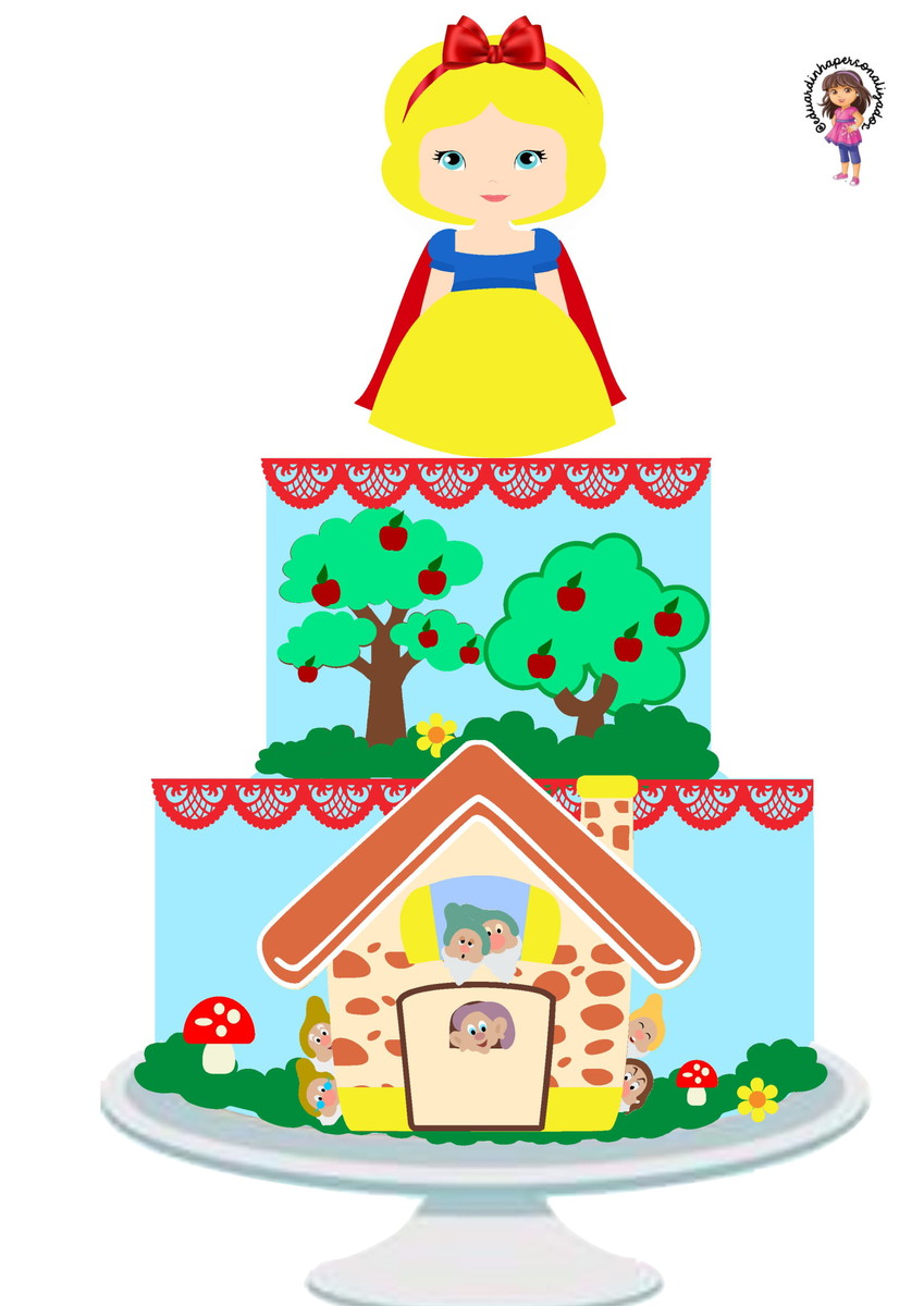 Topo Branca de Neve Cute em Camadas - Arquivo de corte