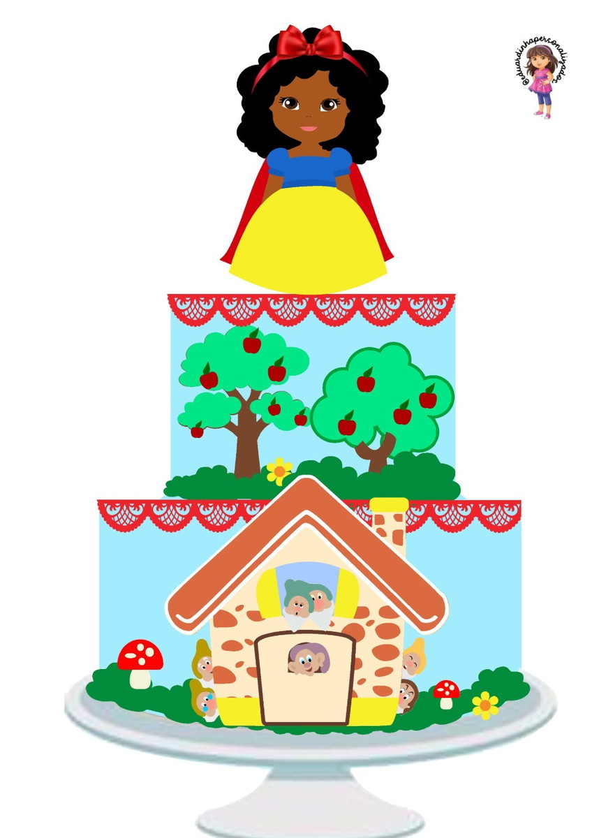 Topo Branca de Neve Cute em Camadas - Arquivo de corte