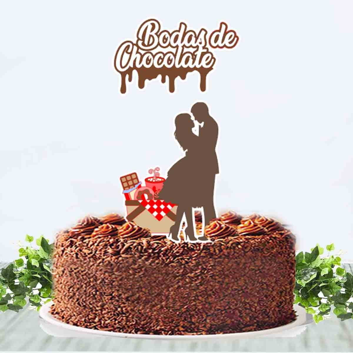 Topo de Bolo Bodas de Chocolate Arquivo Digital