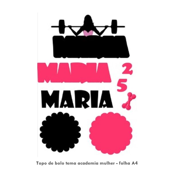 Topo de Bolo Academia Mulher - Arquivo Digital pdf - Imagem 2