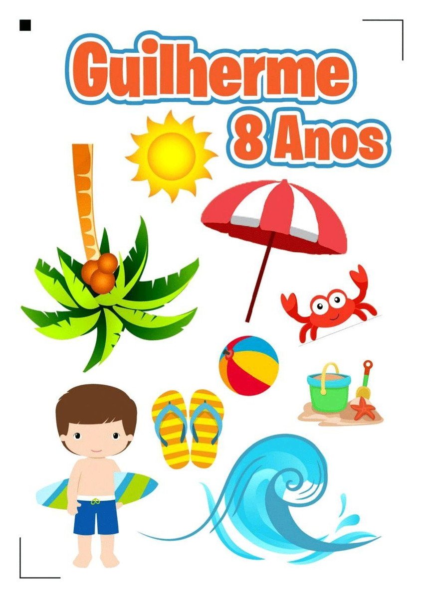 Topo de bolo Arquivo de Corte Silhouette Praia