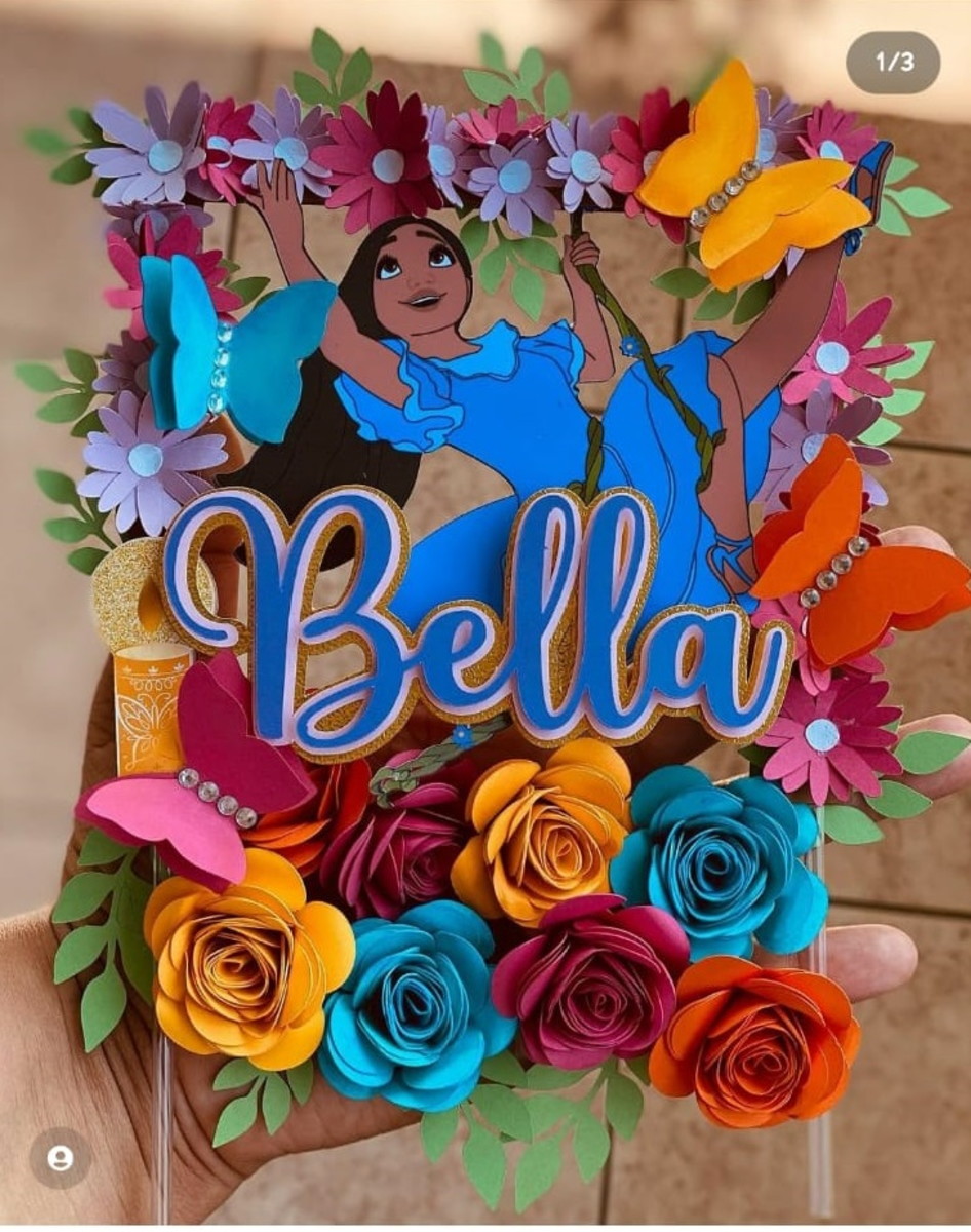 Topo de Bolo - Arte em Studio Tema Encanto em Camadas