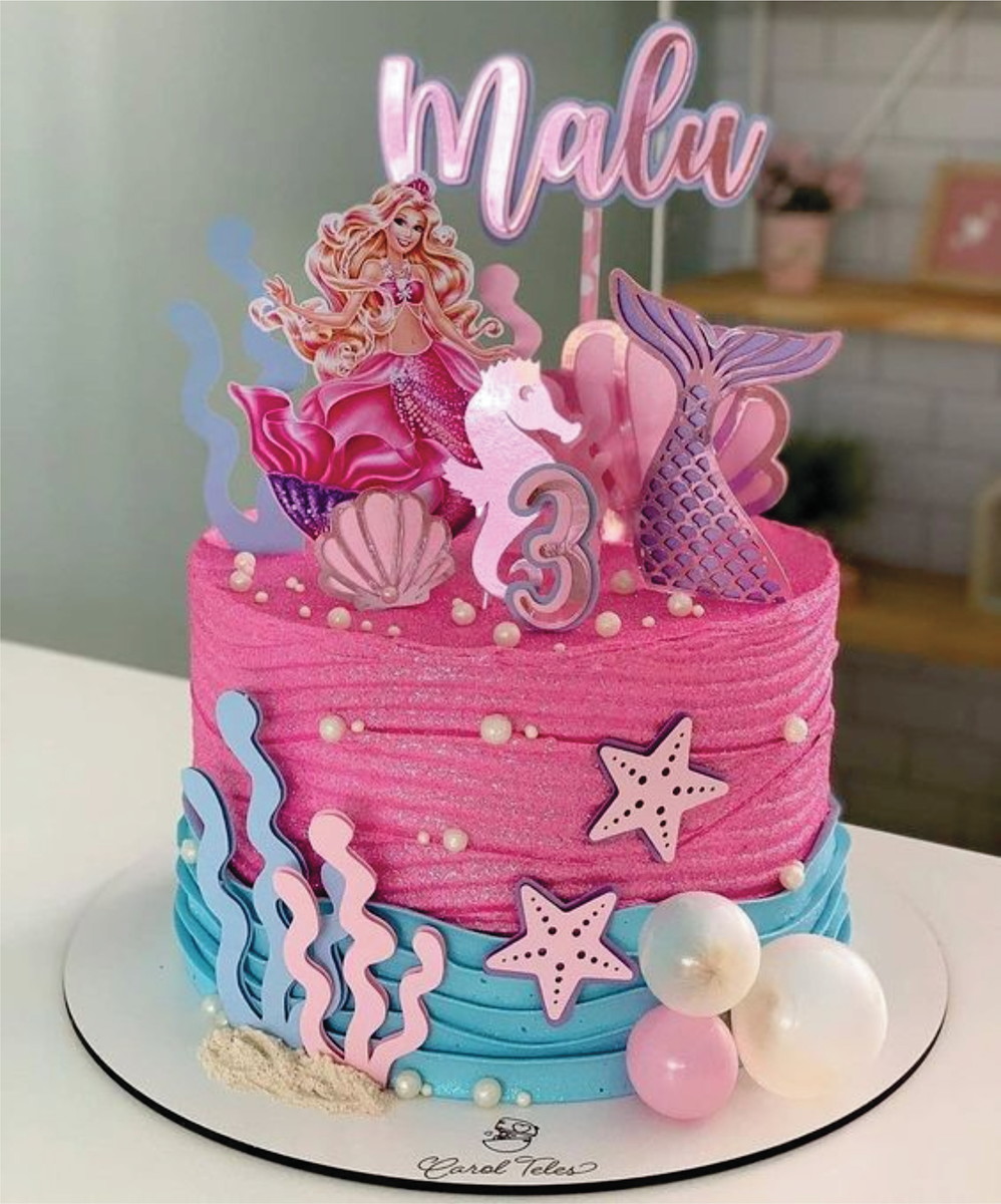 Topo de Bolo Barbie Sereia Arquivo de Corte