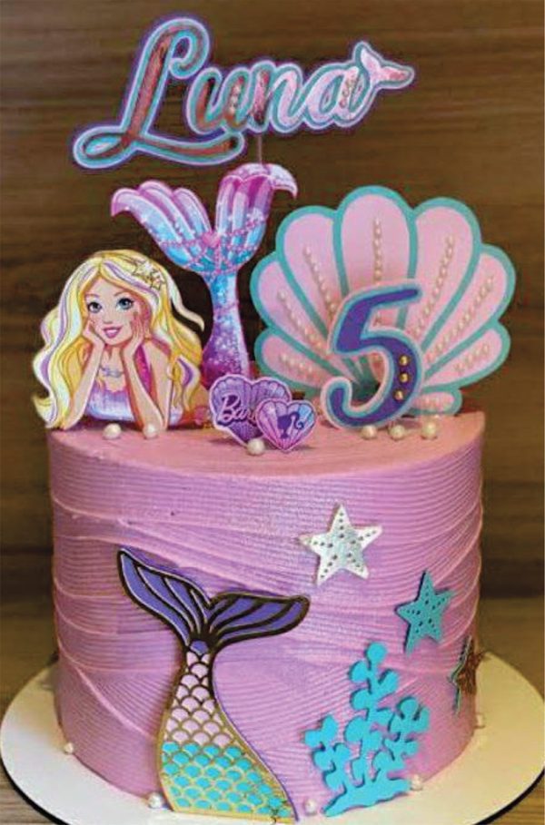 Topo de Bolo Barbie Sereia