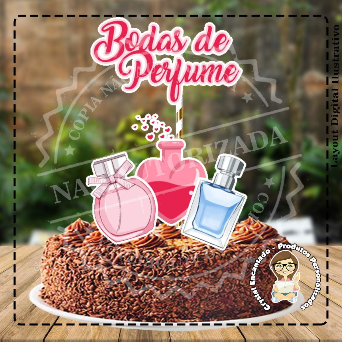 Topo de Bolo Bodas Perfume – Ref 0463 Arquivo Digital - Topo de Bolo ...