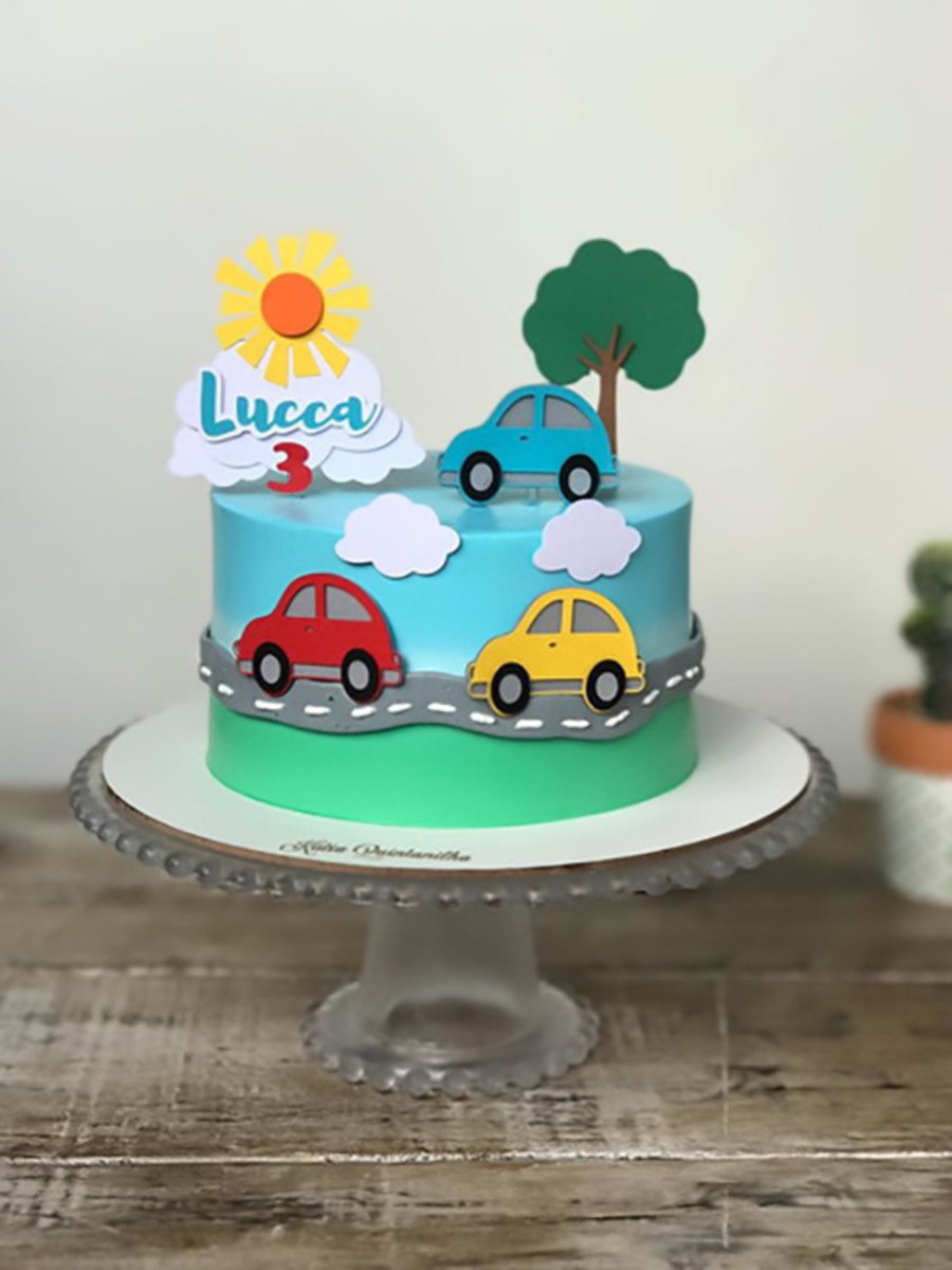 Topo de Bolo Carrinhos - Topo de Bolo Para Imprimir