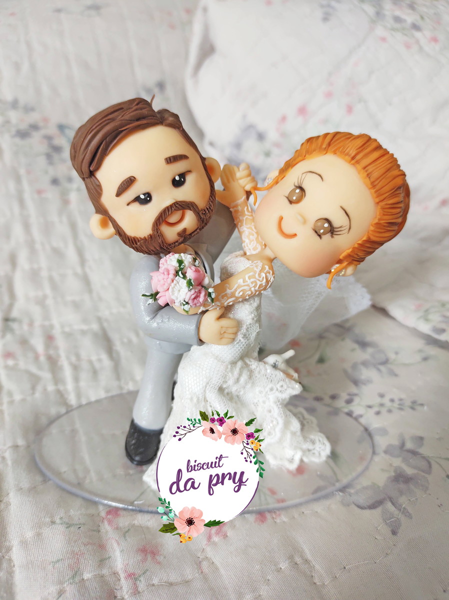 Topo de Bolo Casamento Noivinhos Personalizados Dançando