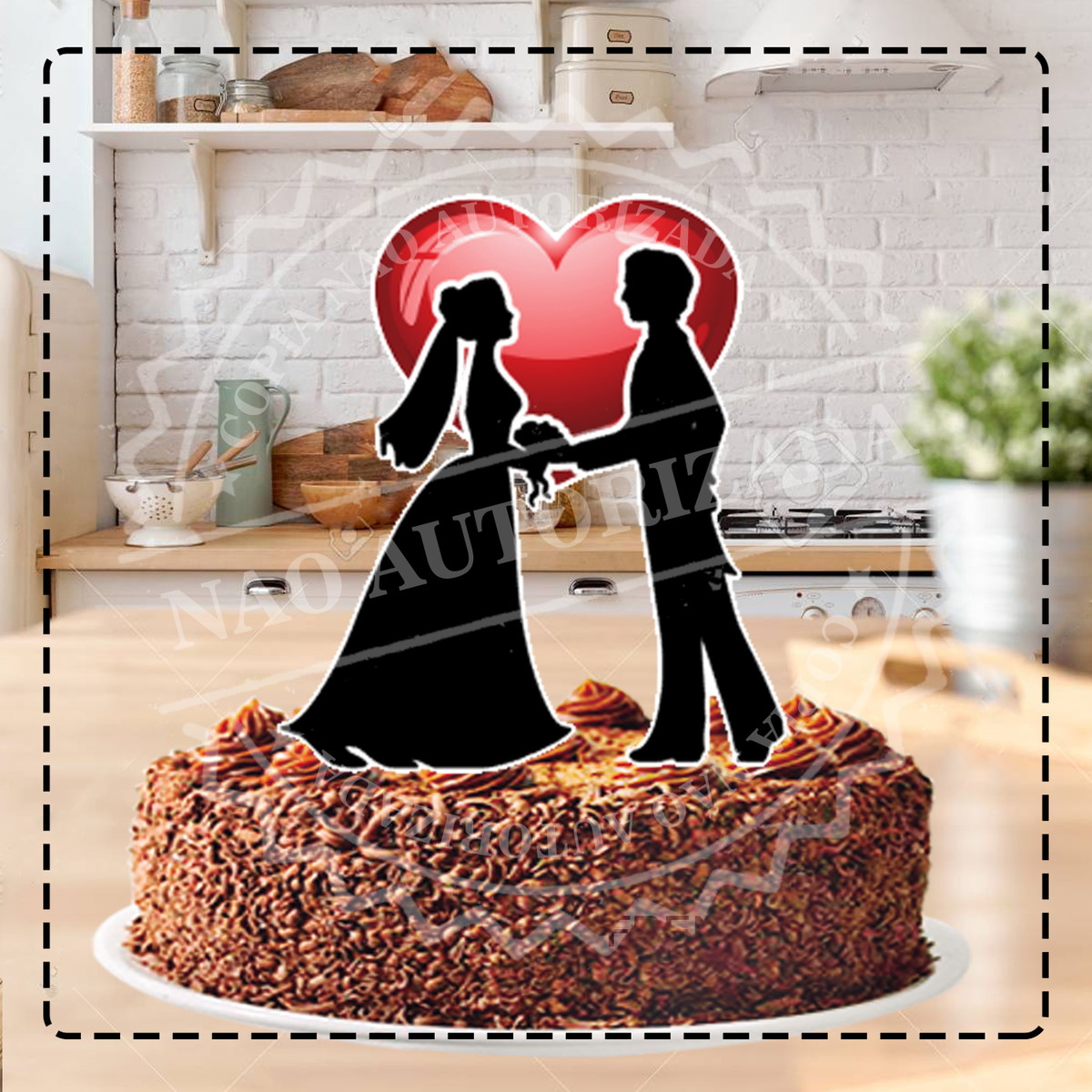 TOPO DE BOLO CASAMENTO SILHOUETA - ARQUIVO DIGITAL