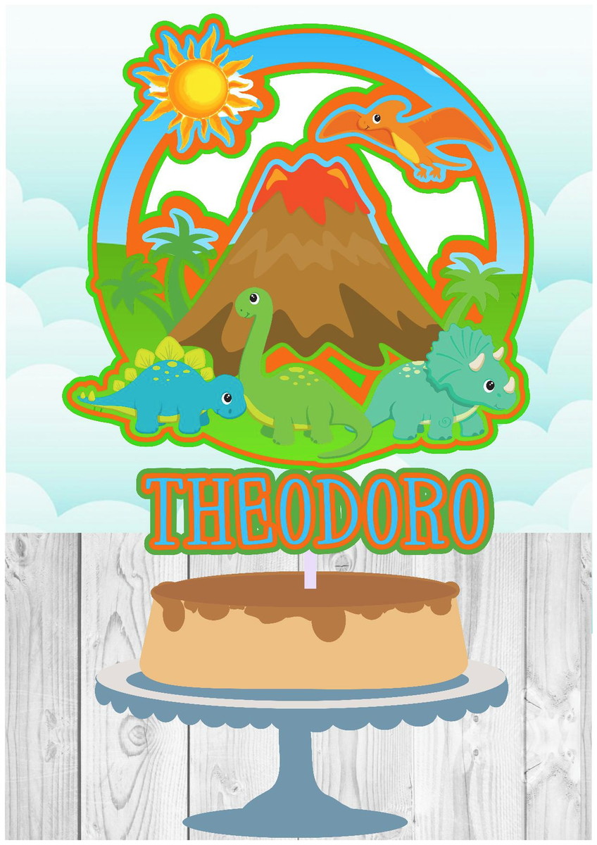 Topo de Bolo Dinossauro Arquivo de Corte Silhouette