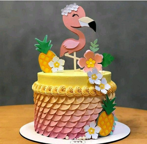 Topo de Bolo Flamingo Cute*+ 4 Arquivos a Sua Escolha