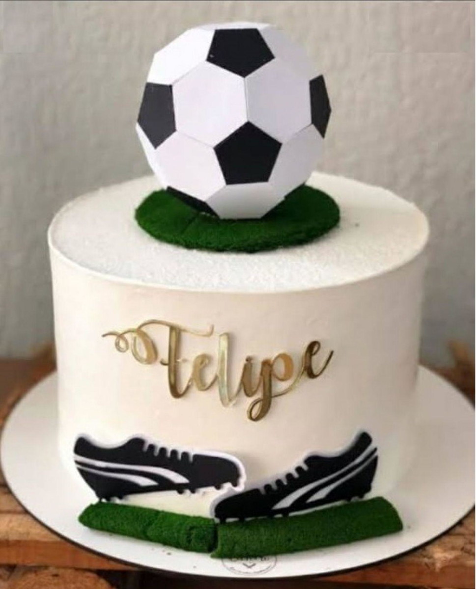 Topo de Bolo Futebol Bola 3D Arquivo de Corte Studio/PDF