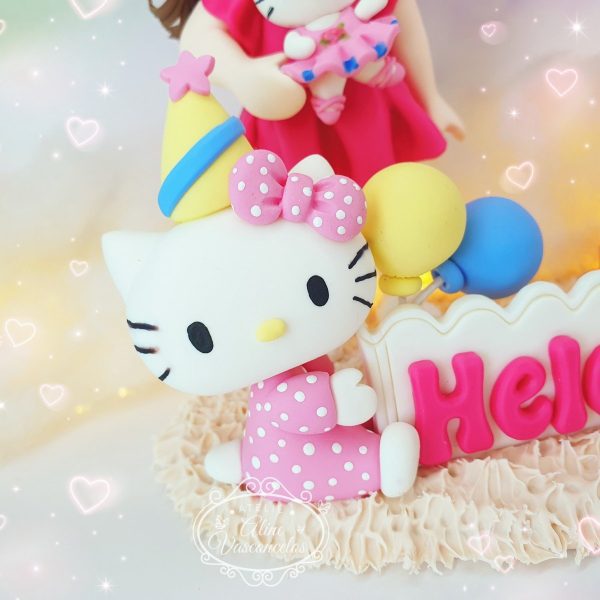 Topo de Bolo Hello Kitty Personalizado em Biscuit - Imagem 4