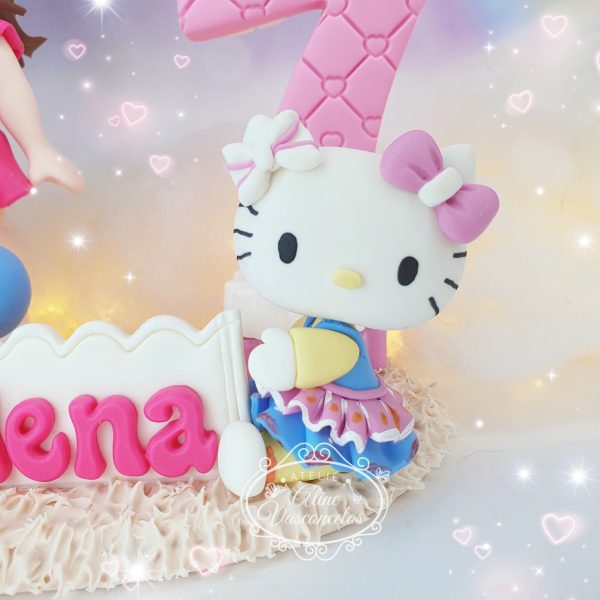 Topo de Bolo Hello Kitty Personalizado em Biscuit - Imagem 5