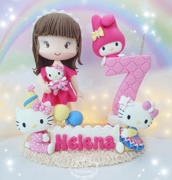 Topo de Bolo Hello Kitty Personalizado em Biscuit