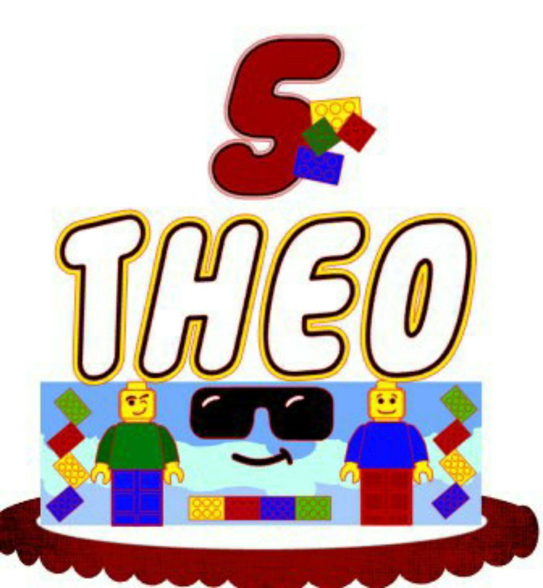 Topo de Bolo Lego 3 + 4 Arquivos a Sua Escolha
