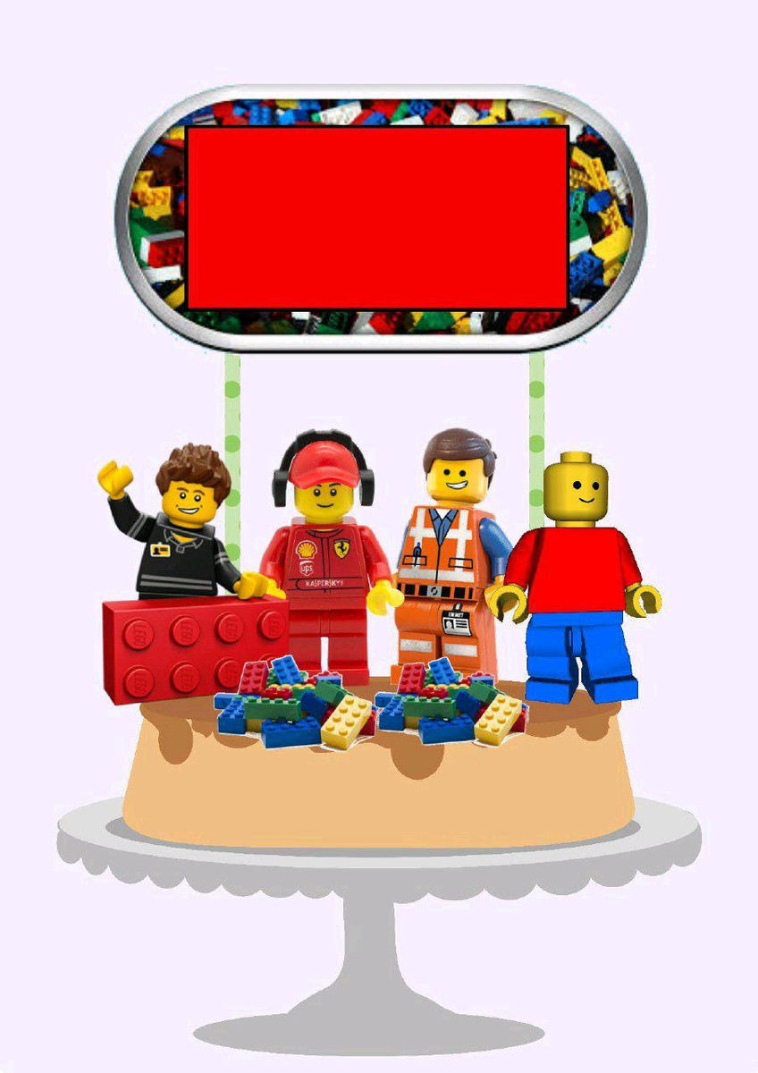 Topo de Bolo Lego + 4 Arquivos a Sua Escolha
